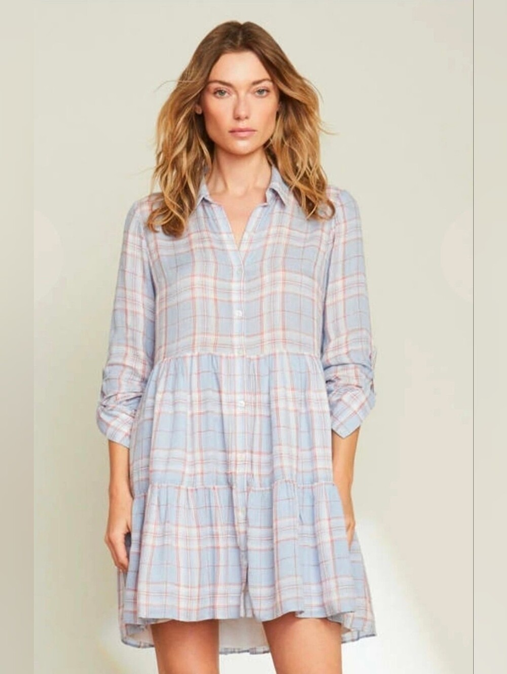 VERONICA BEARD Jeans Jemila Shirtdress Vapor Multi 90% Viscose / 10% Linen Sz XS